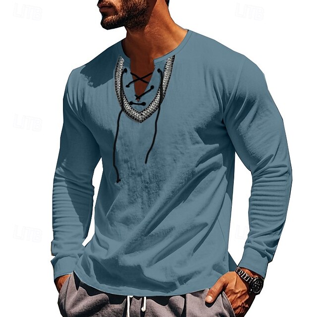 Linen Block Casual Men's Color Hawaiian Shirt