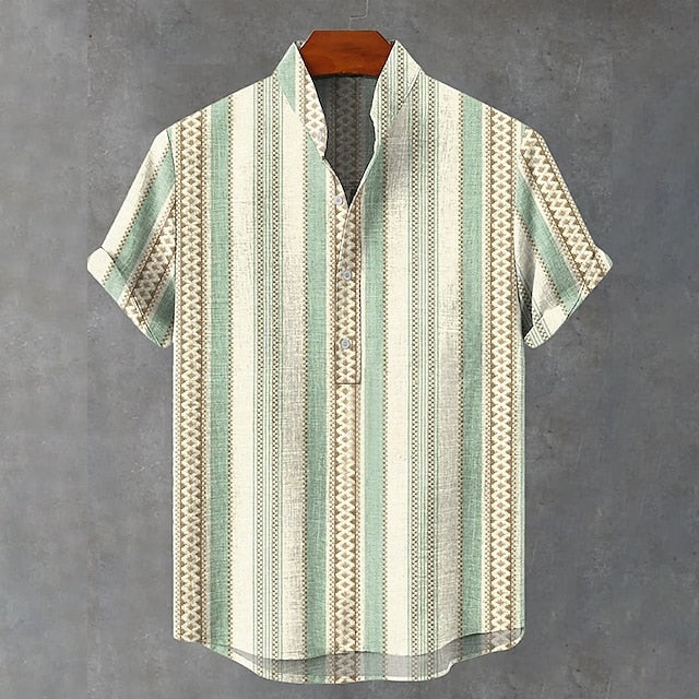 Shirts Men's Retro Shirt Linen Popover Henley