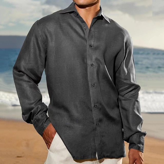Beach Shirt Men's Up Casual Button Summer