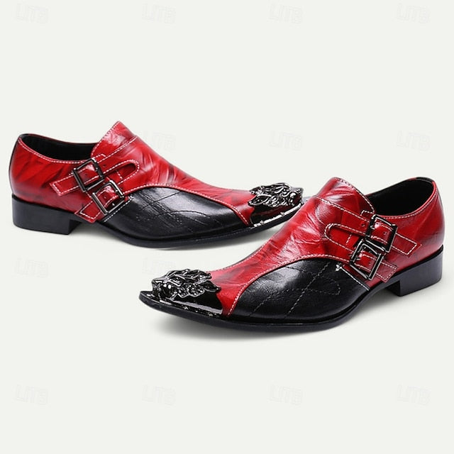 with Men's Cowhide Premium Loafers Double Leather Buckle