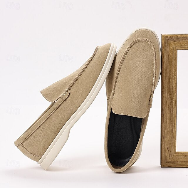 Slip-On Breathable Men's Faux – Casual Light Blue Loafers