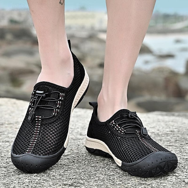 Men’s Shoes Outdoor Lace Walking Breathable with Elastic Mesh