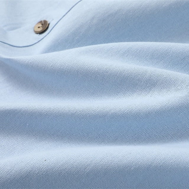 Button Up Wear Beach Hooded Men's Shirt Linen