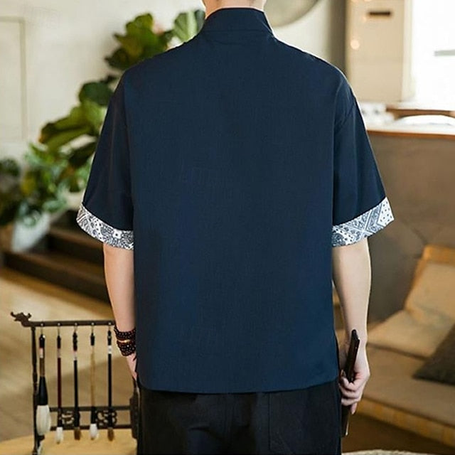 Casual Men's Shirt Cotton Button Up Linen