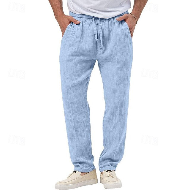 Seersucker Shorts Men's Trousers Beach Pants Casual