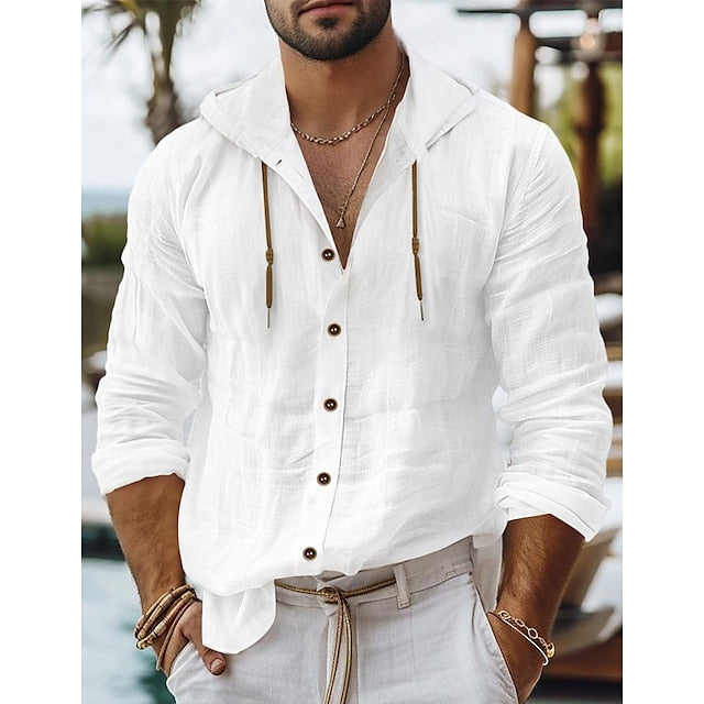 Wear Summer Up Beach Button Linen Men's Shirt