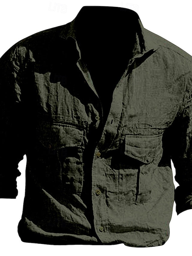 Summer Daily Plain Beach Shirt Men's Black Casual