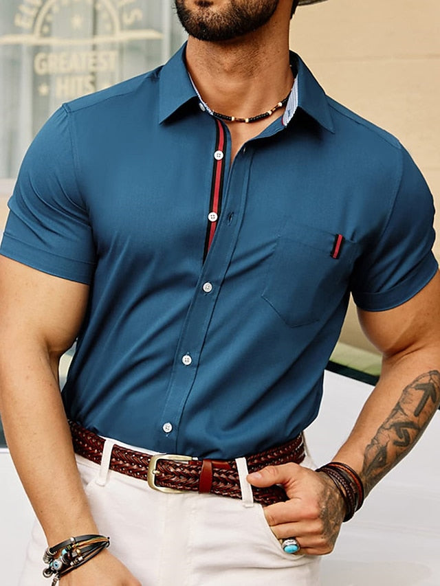 Button Men's Black Up Summer Casual Shirt