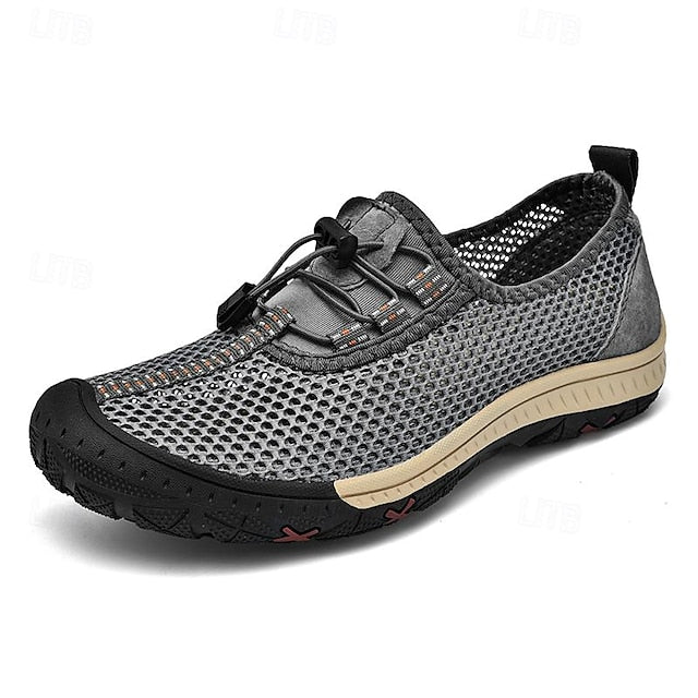 Men’s Shoes Outdoor Lace Walking Breathable with Elastic Mesh