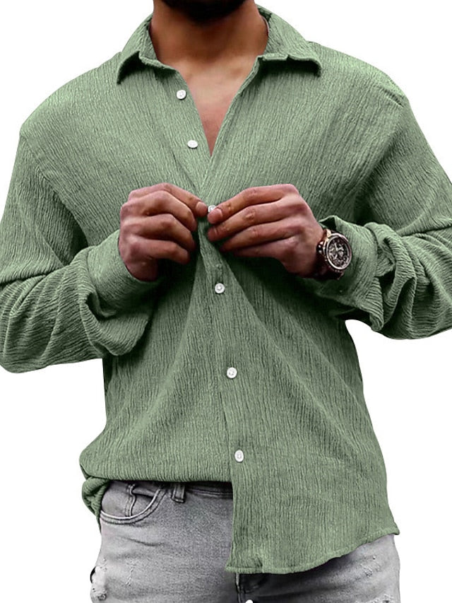Shirt Blue Casual Men's White Up Black Button