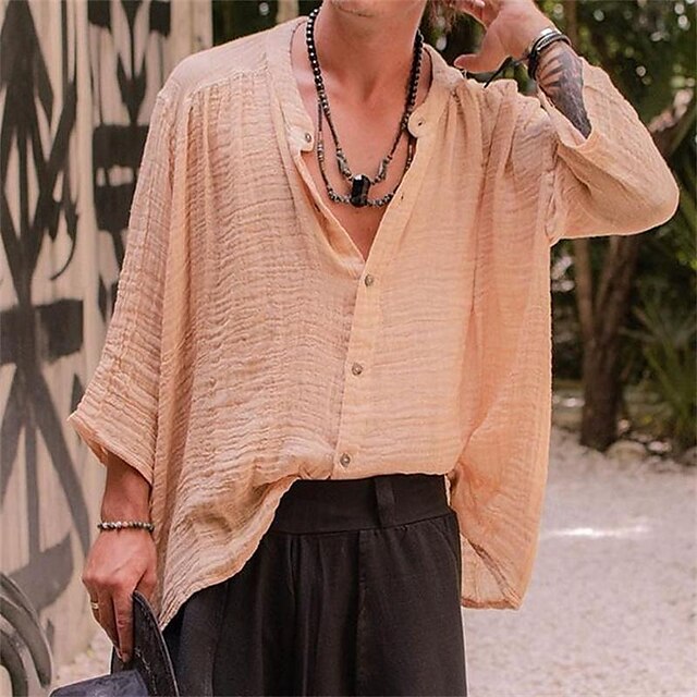 Mandarin Collar Shirt Men's Chinese