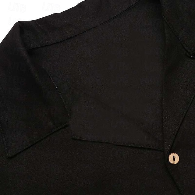 Men's Shirt Summer Black Button Wear Beach Up