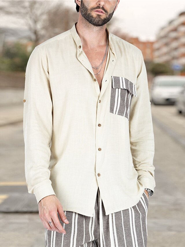 Shirt Button Up Casual Summer Men's Red