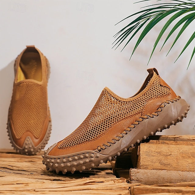Brown Breathable Mesh with Sports Men's Sandals Upper and
