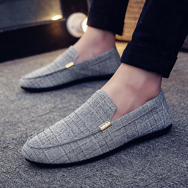 – Printed Loafers Casual White Men's Lightweight Slip-On