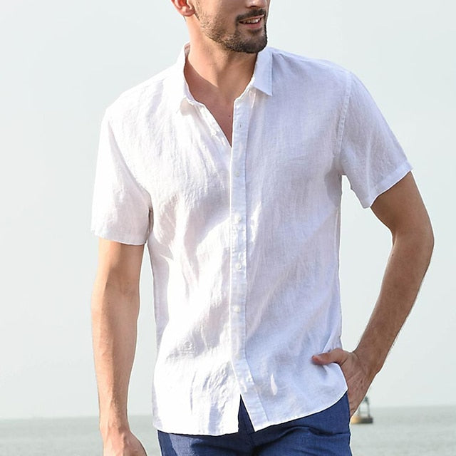 Summer Up Linen Wear Shirt Button Men's Beach
