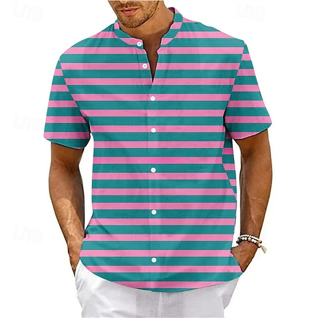 Shirt Beach Up Casual Men's Summer Button