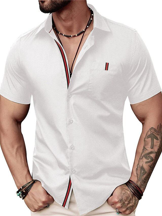 Button Men's Black Up Summer Casual Shirt