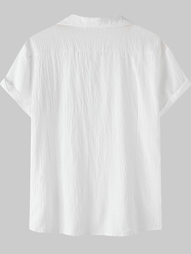 Men's White Summer Shirt Cotton Linen
