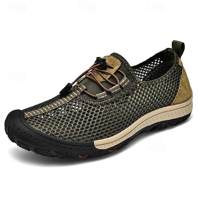 Men’s Shoes Outdoor Lace Walking Breathable with Elastic Mesh