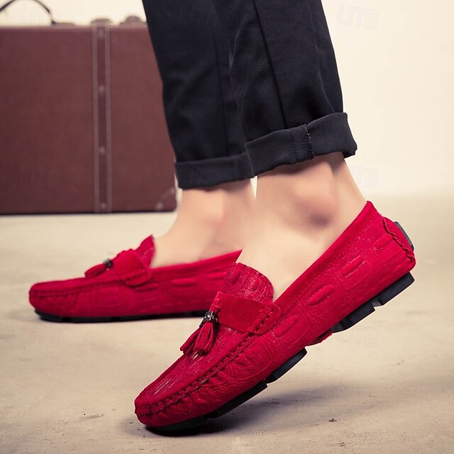 Tassel Men's and Faux with Loafers Brown Suede Detail