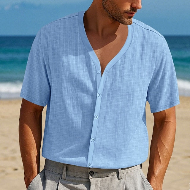 Up Summer Button Casual Beach Shirt Men's