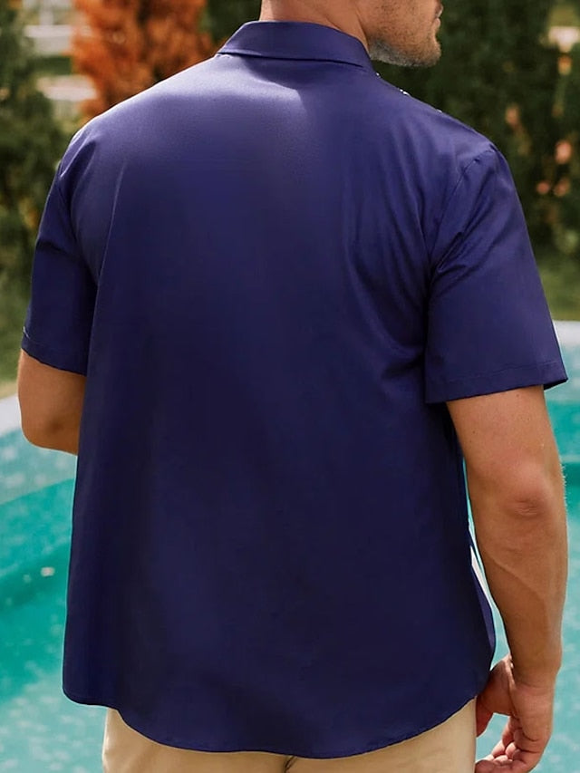Summer Casual Bowling Shirt Button Men's