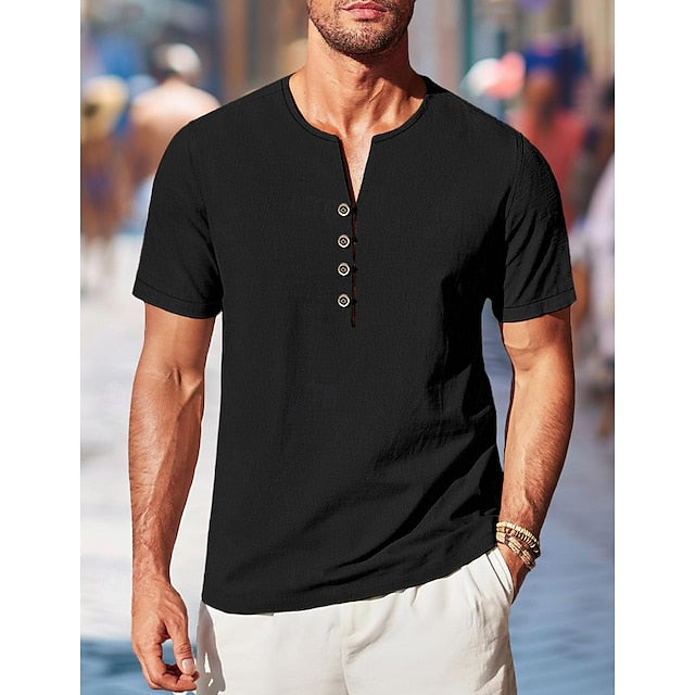 Men's Linen Beach Solid Shirt Summer