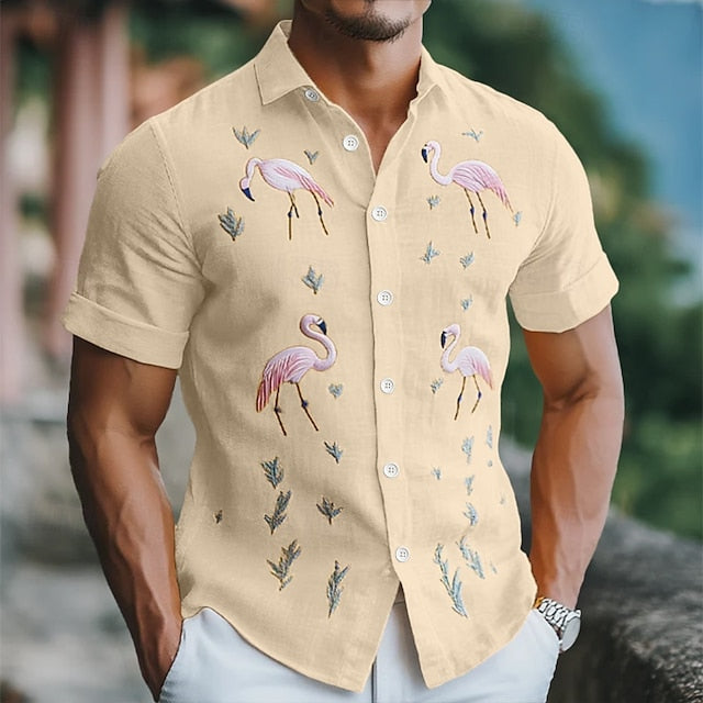 Summer Shirt Wear Men's Button Beach Up Linen