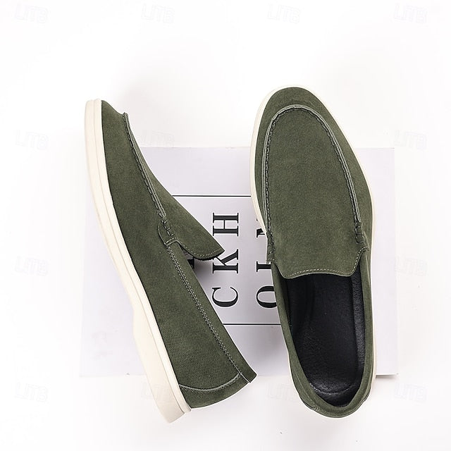 Slip-On Breathable Men's Faux – Casual Light Blue Loafers