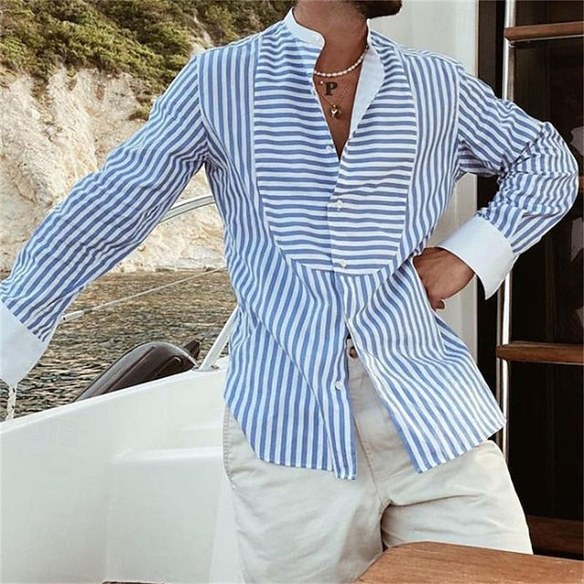 Beach Summer Shirt Casual Up Men's Button