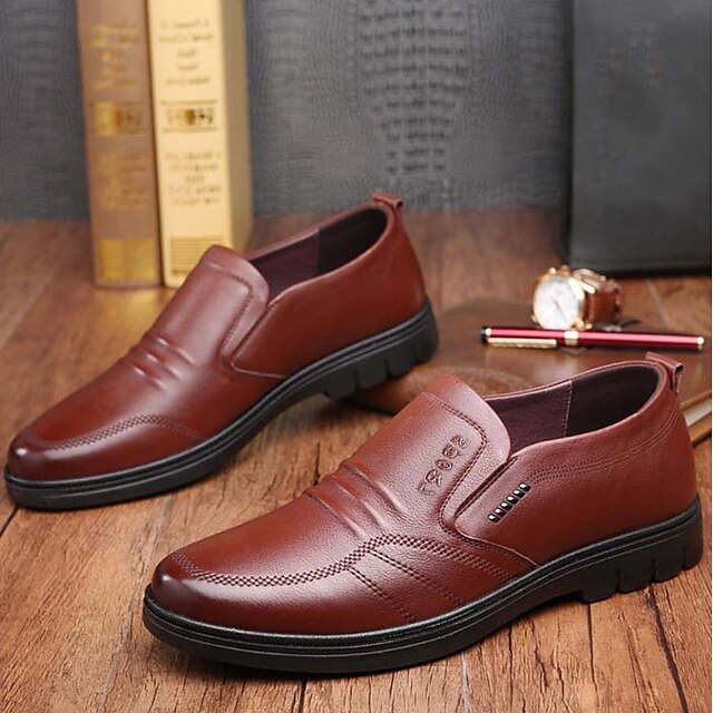 Men's Loafers Comfortable Black Faux Leather – Slip-On