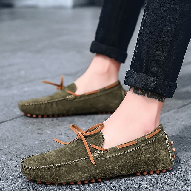 Loafers Suede Driving Men's Slip-On with Flexible Shoes: