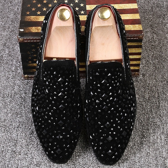 Loafers – Gothic and Prom Velvet Men's Studded Black