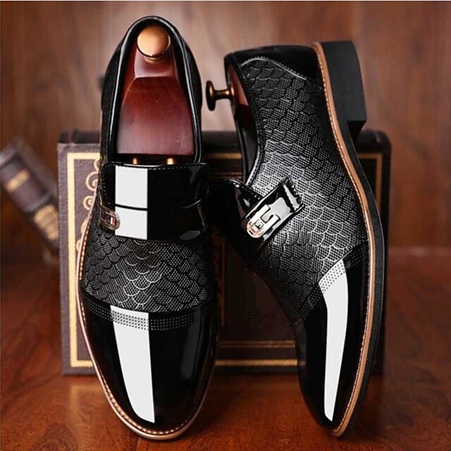 Brown Faux Men's Suede and Pattern Crocodile with Loafers