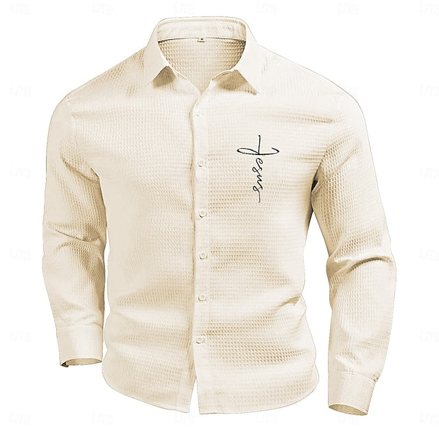 Men's Stripes Sleeve Lapel Shirt Short Beach Light Grey