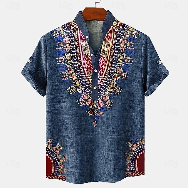 Vintage Linen Retro Men's Shirts Henley Shirt