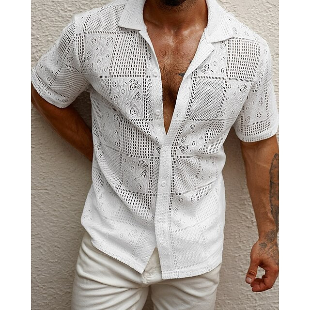 Casual Button Men's Up Beach Shirt Summer