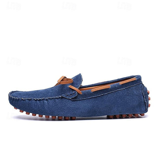 Men's Blue - Casual Driving Shoes Loafers Slip-On Suede