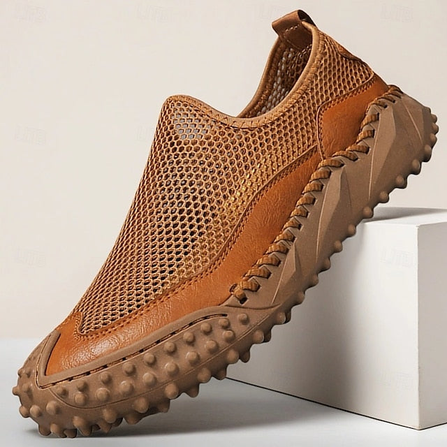 Brown Breathable Mesh with Sports Men's Sandals Upper and