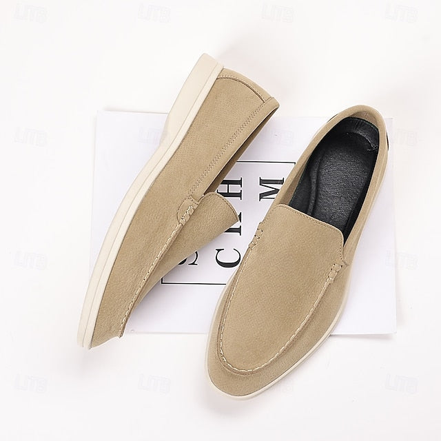 Slip-On Breathable Men's Faux – Casual Light Blue Loafers