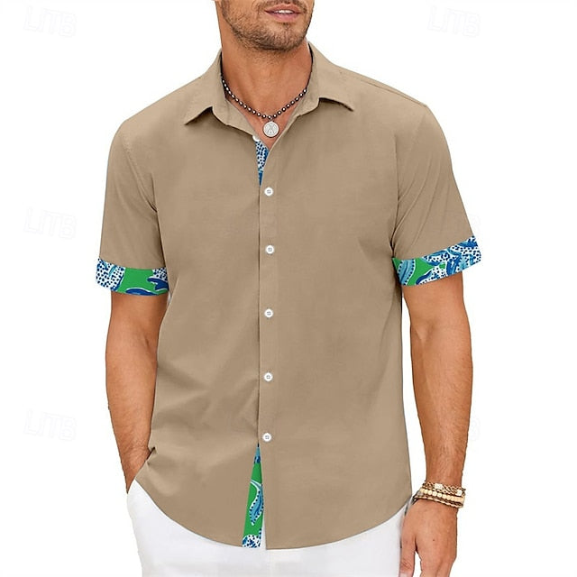 Men's Beach Button Up Shirt Summer Casual