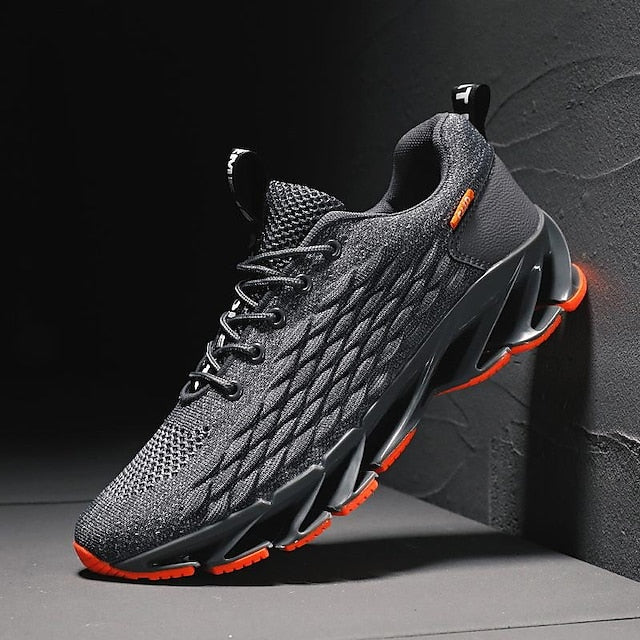 Men's Red with Blade Sole Breathable Sneakers - Running