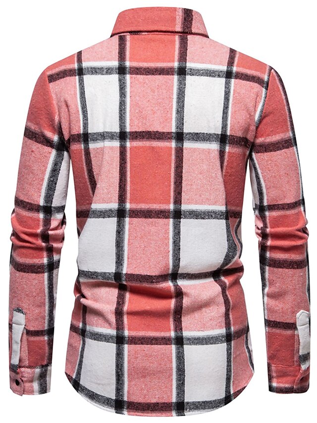 Black Casual Shirts Men's Shirt Red Blue Pink Checked