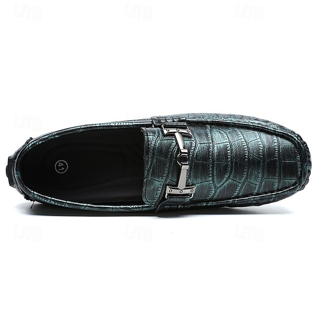 Pattern Leather Faux - Purple Crocodile Men's Loafers
