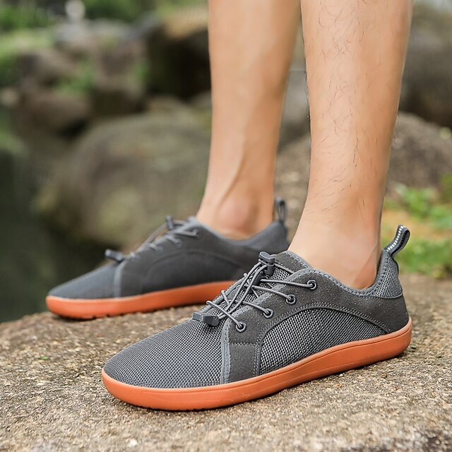 Sole with Gray Sneakers – Knit Breathable Orange Men's