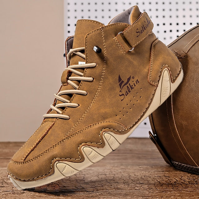 Teal Stylish Handmade Men's High-Top Lace-Up - Boots Suede