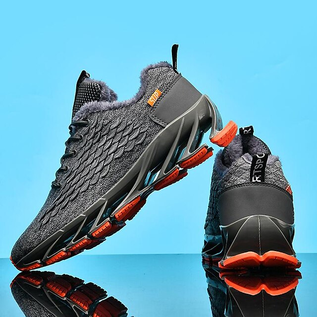 Men's Red with Blade Sole Breathable Sneakers - Running