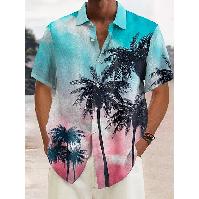 Beach Hawaiian Men's Linen Shirt Summer