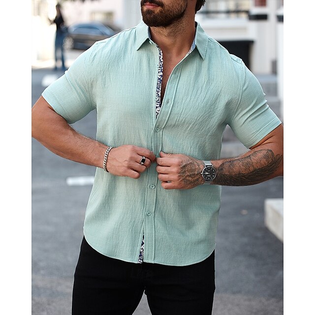 Up Casual Button Shirt Summer Beach Men's